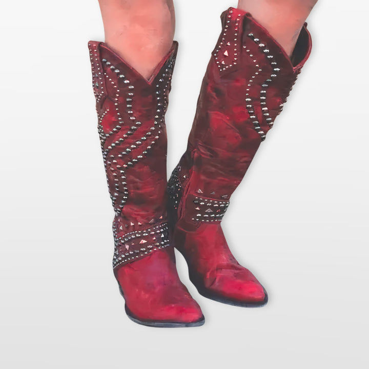 Bottes Western Femme Cloutées Hautes