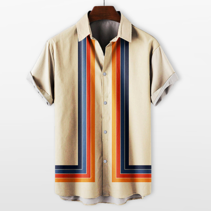 Chemise Homme Rayures Vintage Manches Courtes