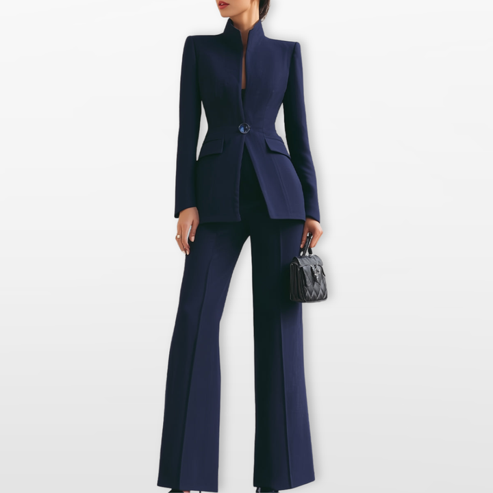 Ensemble Blazer Ajusté Pantalon Large Femme