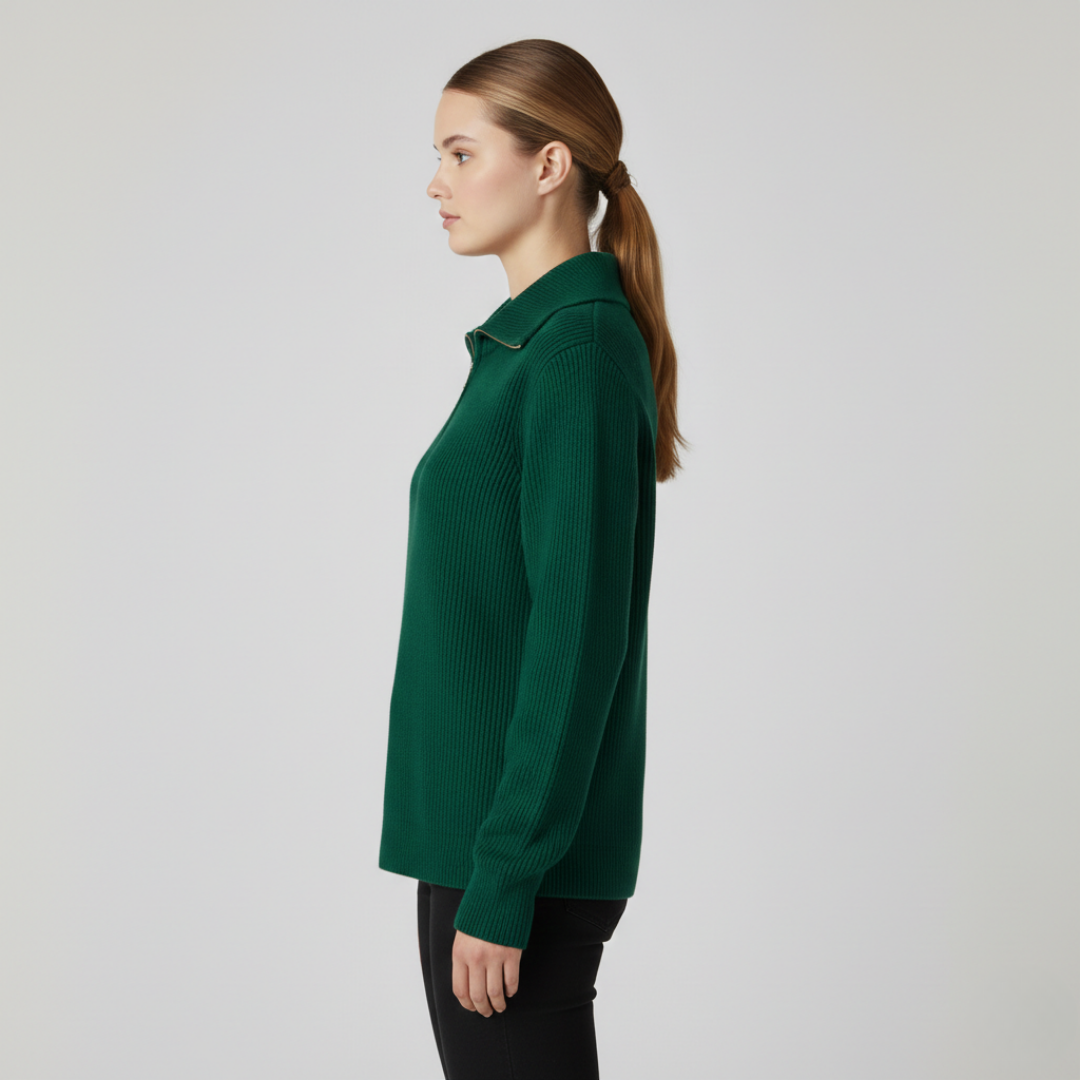 Céleste - Pull à Col Camionneur Zippé