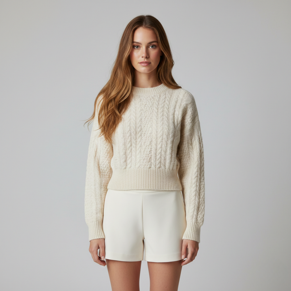 Colette - Pull Court en Maille Torsadée