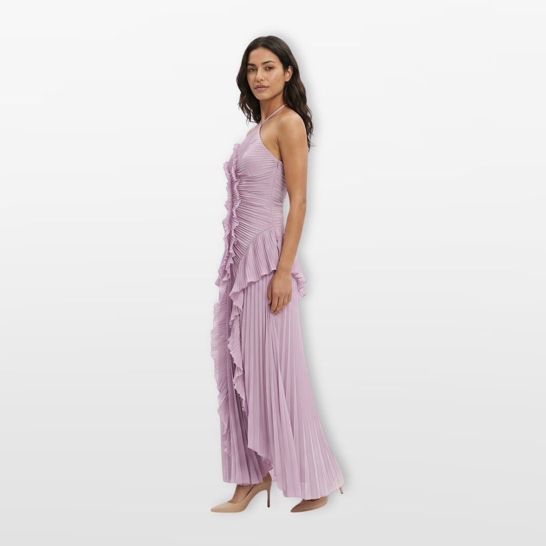 Robe Soirée Plissée Volants Asymétrique Femme