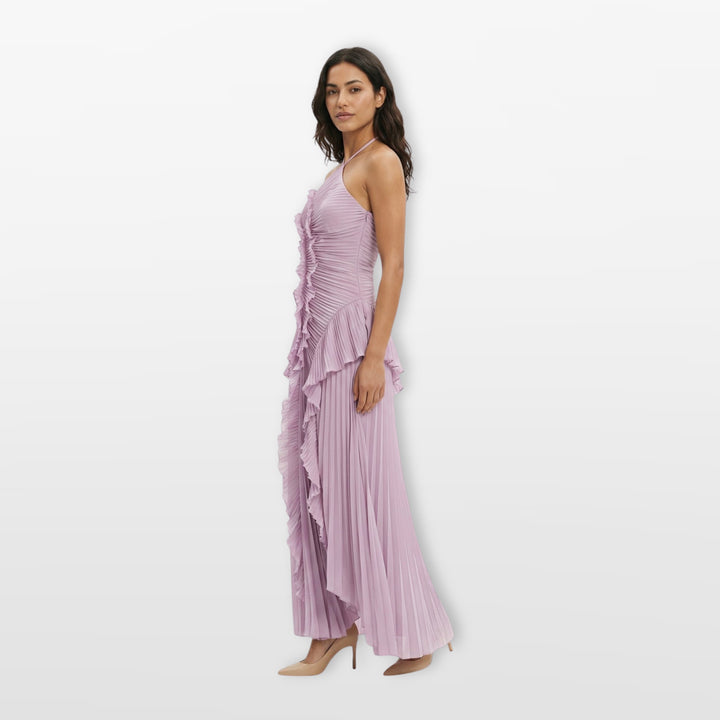 Robe Soirée Plissée Volants Asymétrique Femme