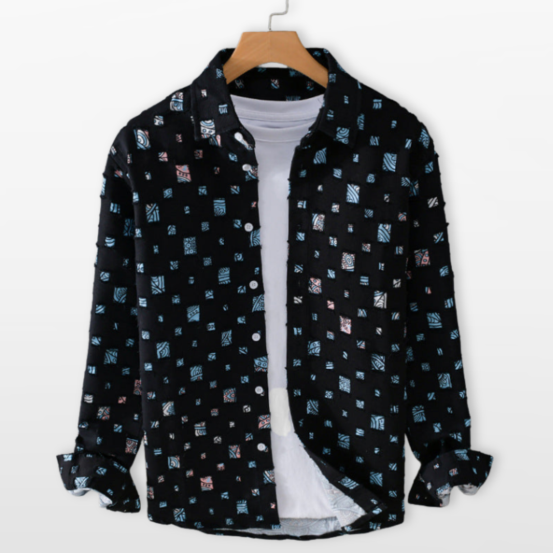Chemise Homme Casual Motif Moderne Boutonnée
