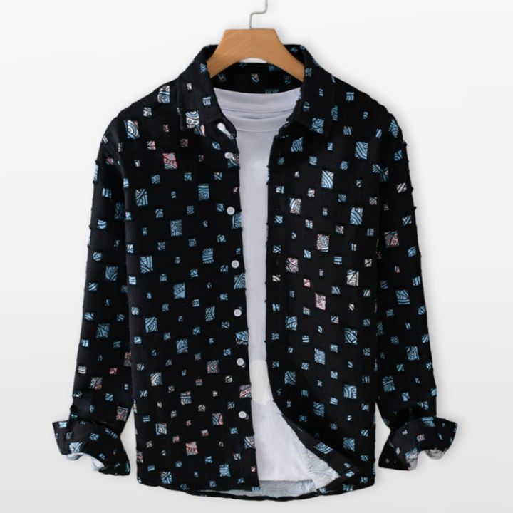Chemise Homme Casual Motif Moderne Boutonnée