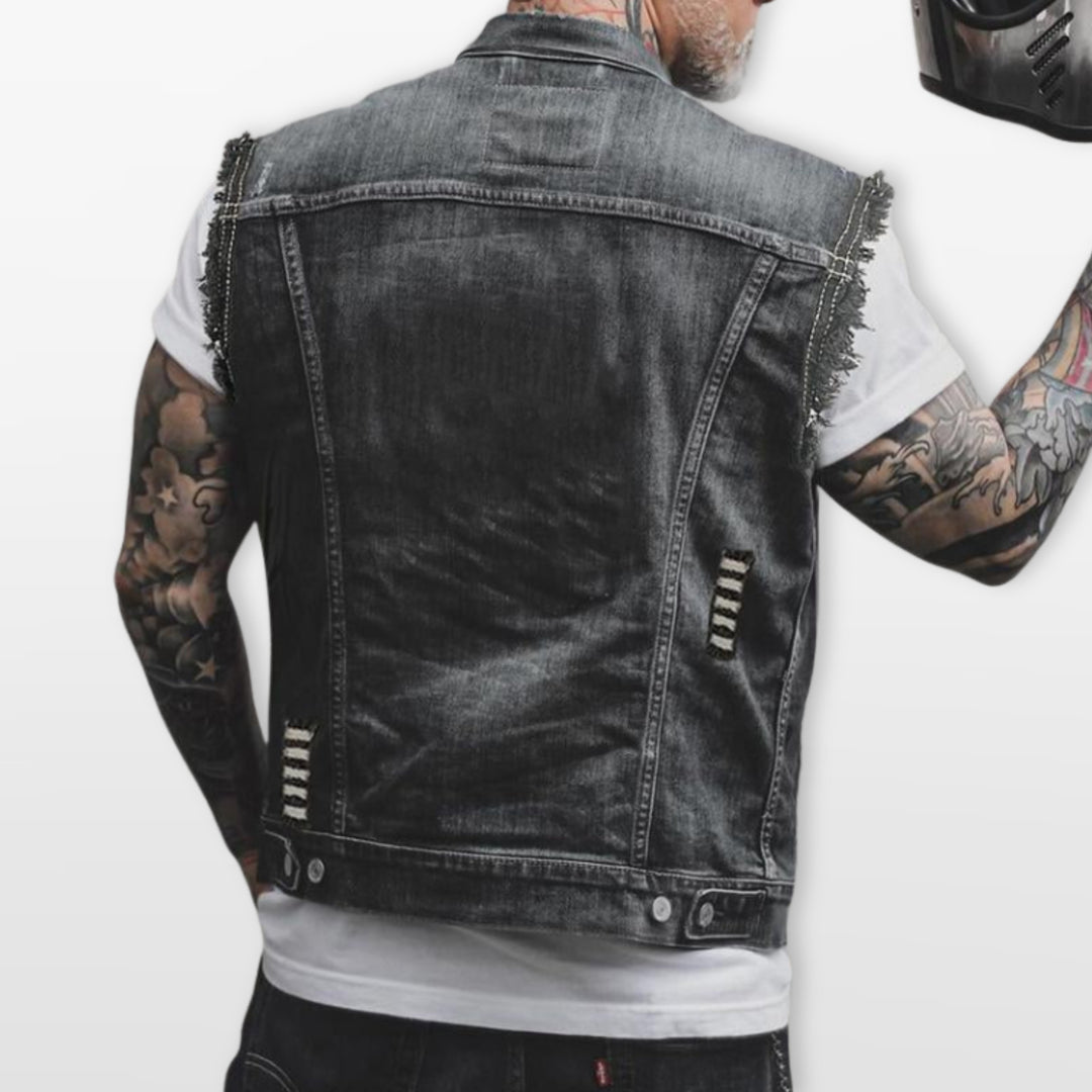 Veste Denim Sans Manches Streetwear Homme