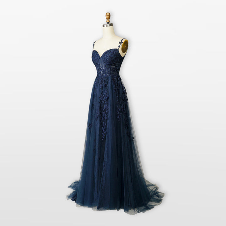 Robe Soirée Tulle Dentelle Bustier Fente Femme