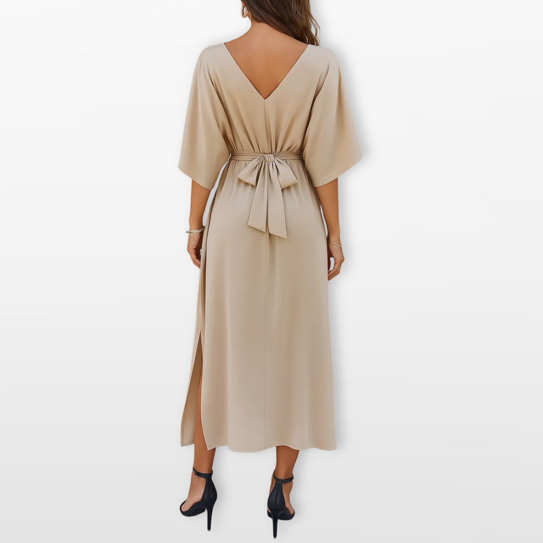 Robe Longue Femme Col V Taille Nouée