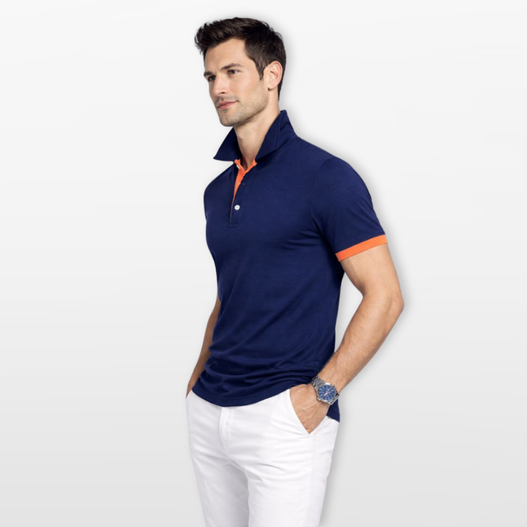 Polo Homme Coupe Ajustée Col Contrasté Élégant