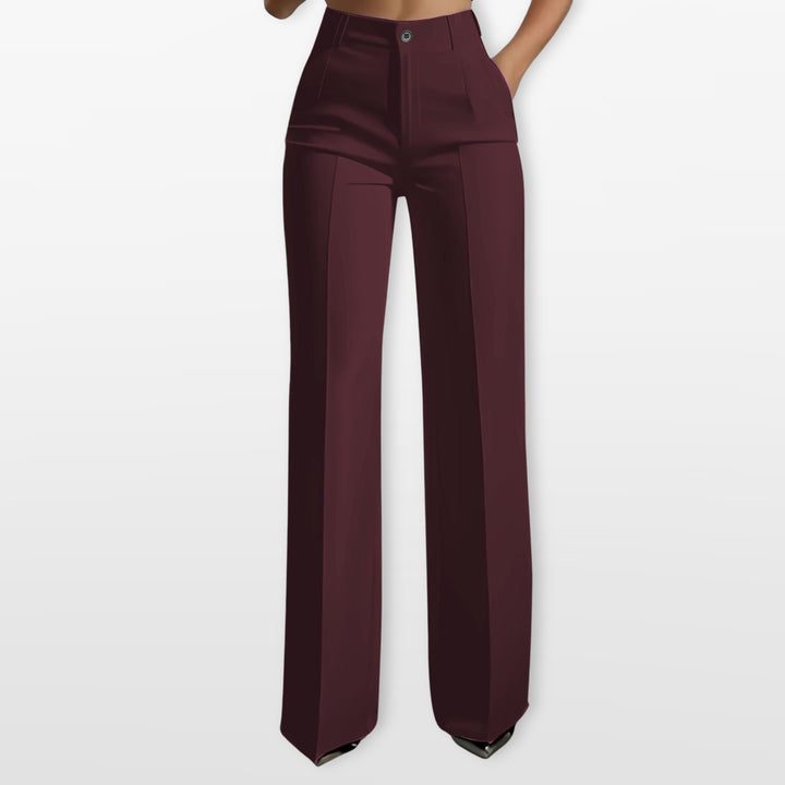 Pantalon Taille Haute Coupe Droite Élégant Femme