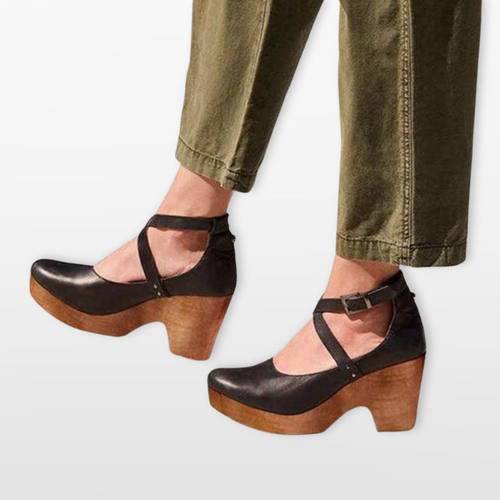 Escarpins Femme Talon Bloc Brides Croisées