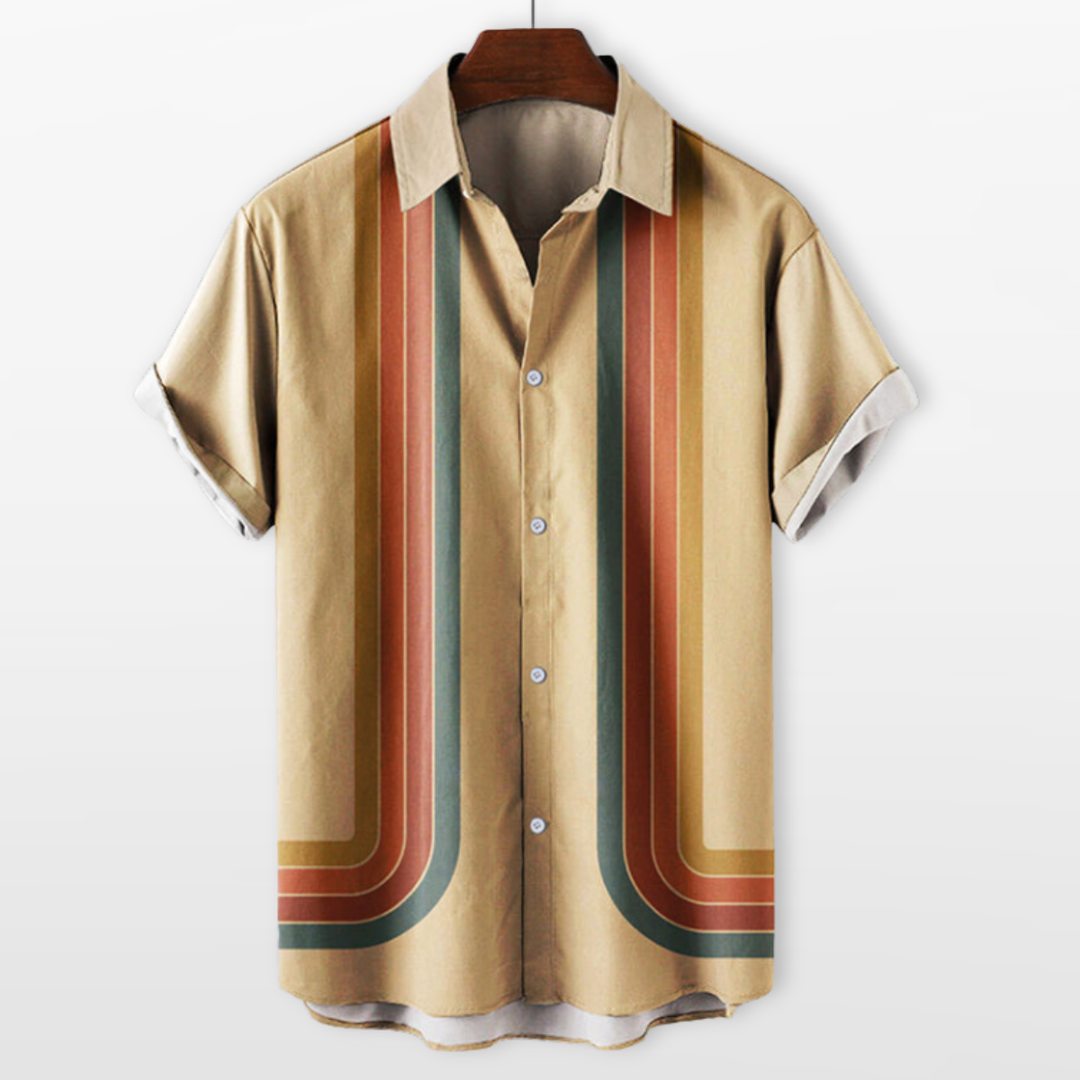 Chemise Homme Rayures Vintage Manches Courtes