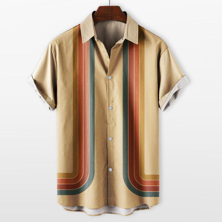 Chemise Homme Rayures Vintage Manches Courtes
