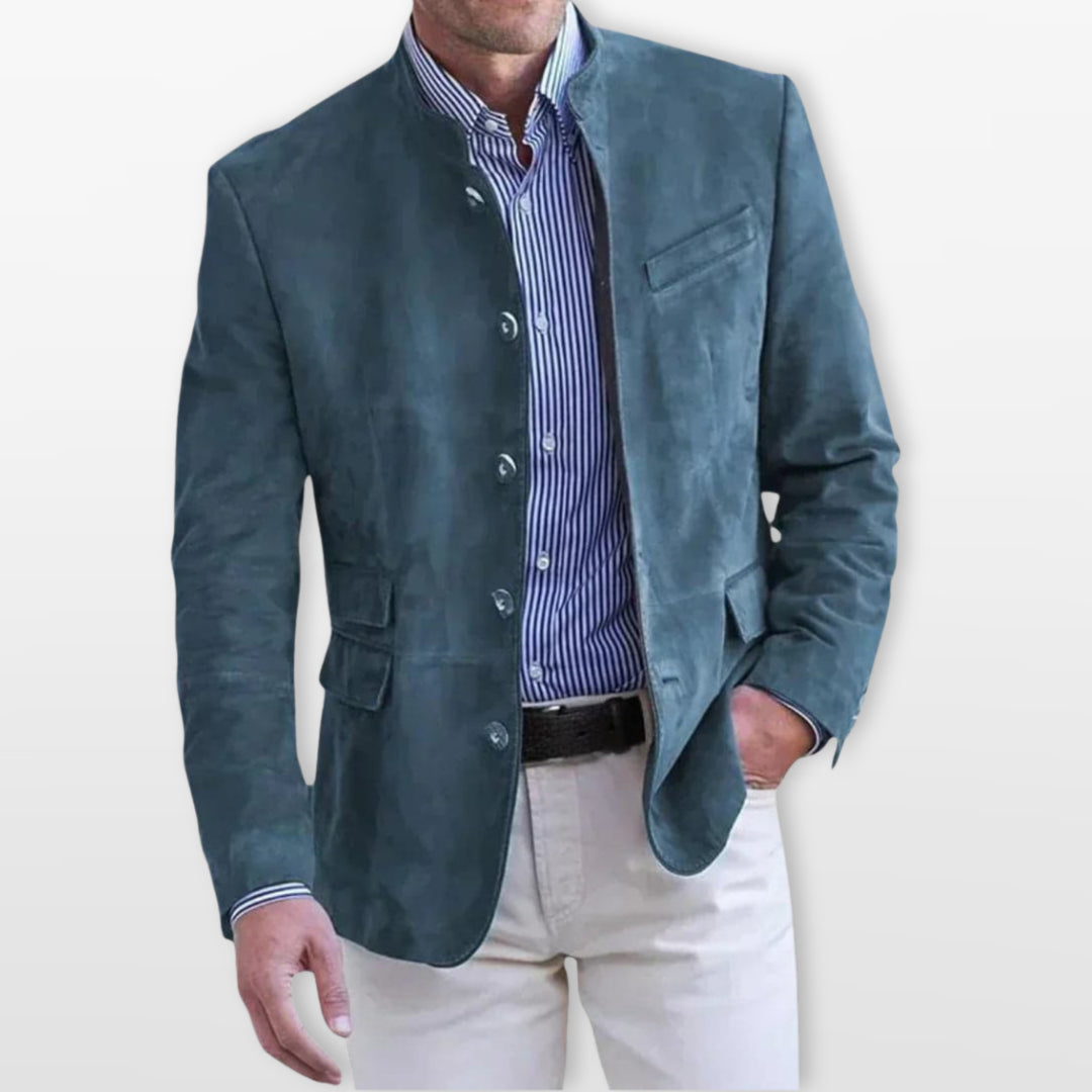 Blazer Col Montant Coupe Ajustée Élégant Homme