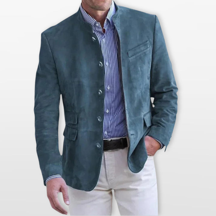Blazer Col Montant Coupe Ajustée Élégant Homme