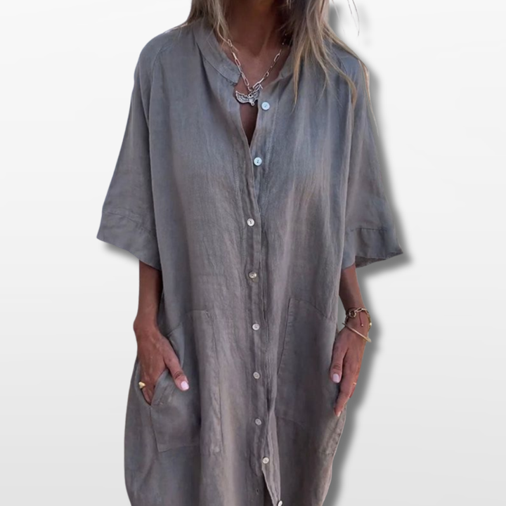 Robe Chemise Boutonnée Bohème Femme