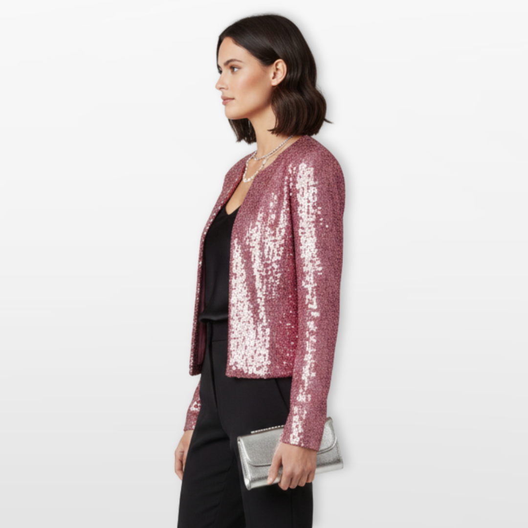 Veste Femme Sequins Courte Élégante Soirée