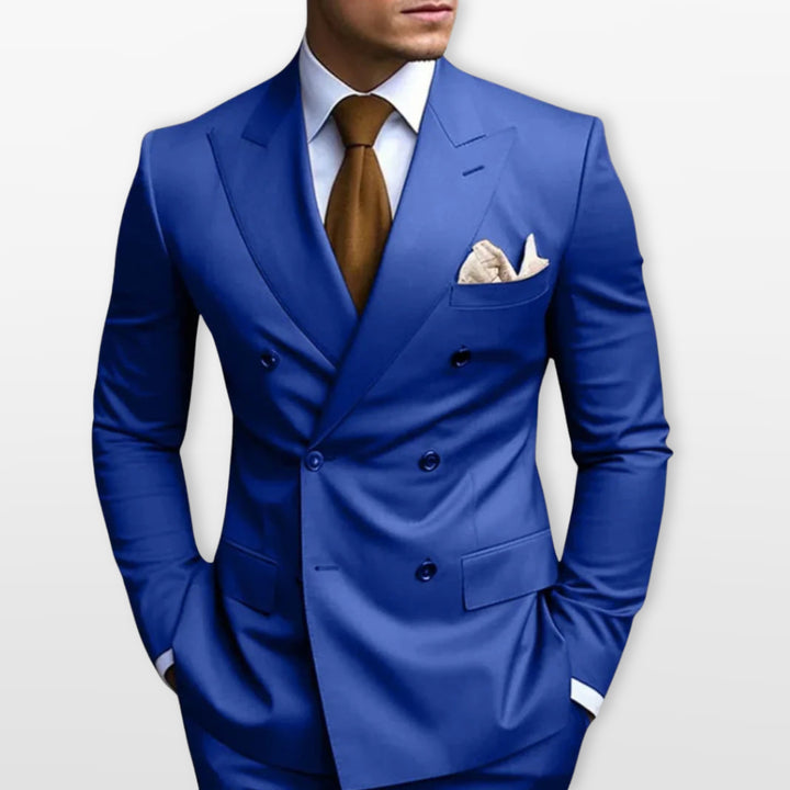 Costume Croisé Ajusté Élégant Homme