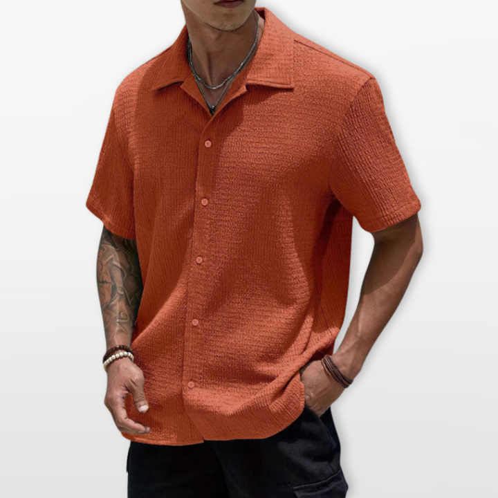 Homme Chemise Casual Texturée Manches Courtes