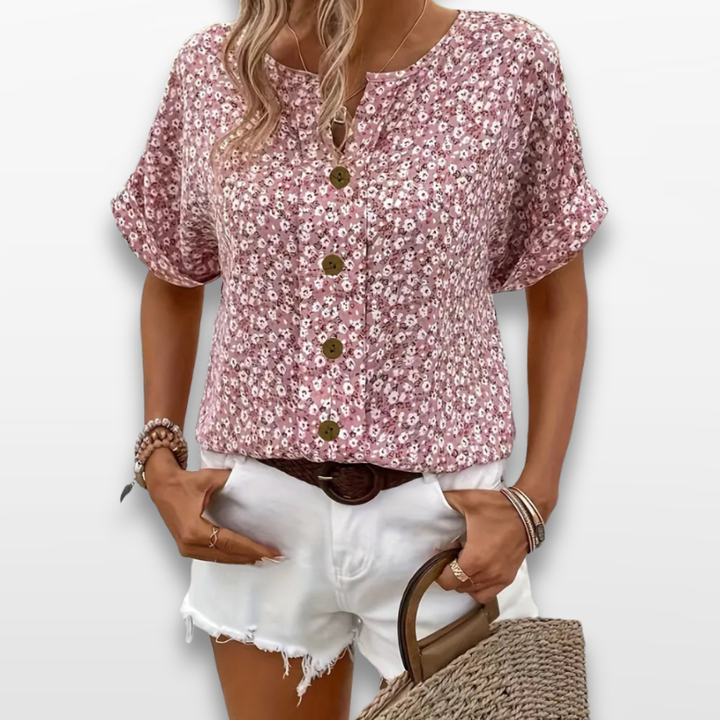 Blouse Femme Fleurie Boutonnée Ample