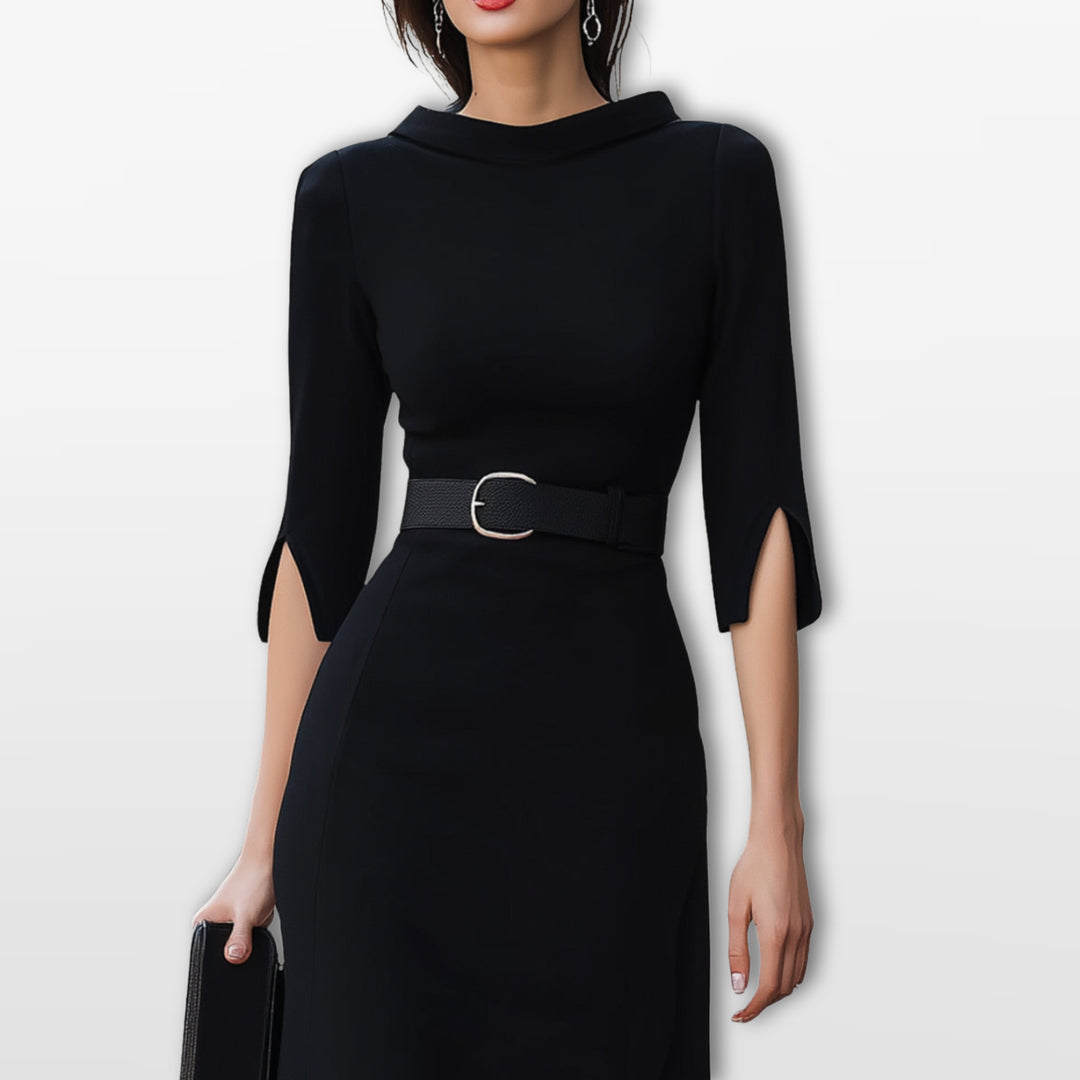 Robe Midi Ceinturée Femme Élégante