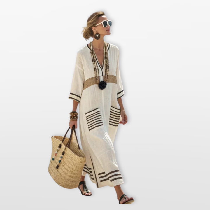 Robe Longue Rayée Bohème Femme