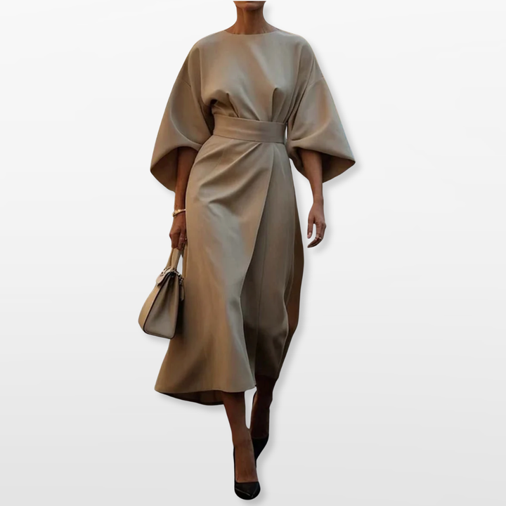 Robe Midi Femme Coupe Ceinturée