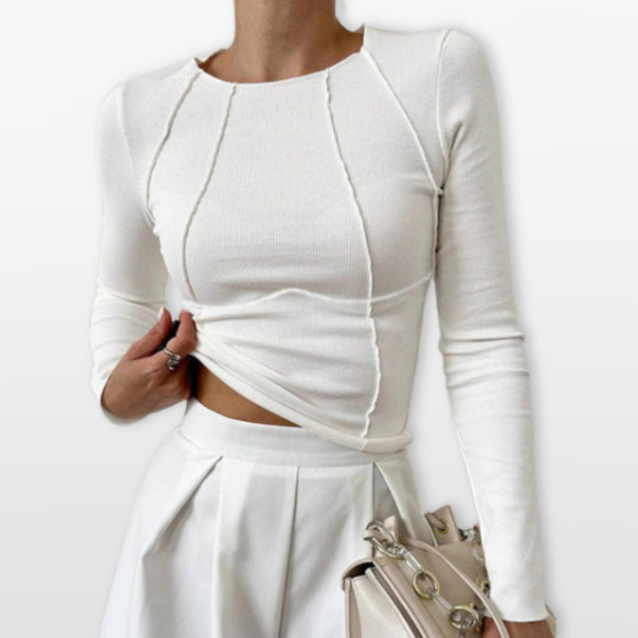 Top Manches Longues Ajusté Femme Élégant