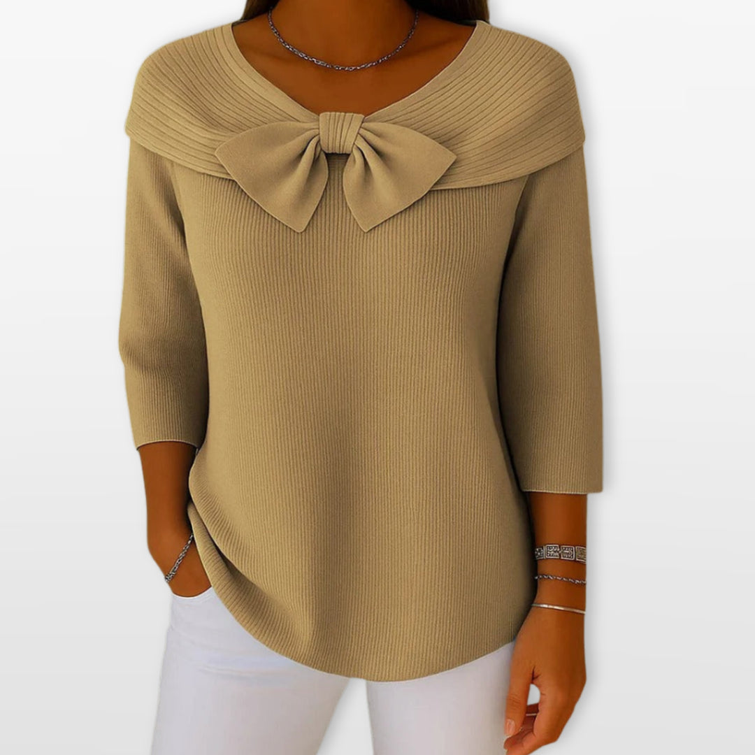 Pull Femme Maille Côtelée Nœud