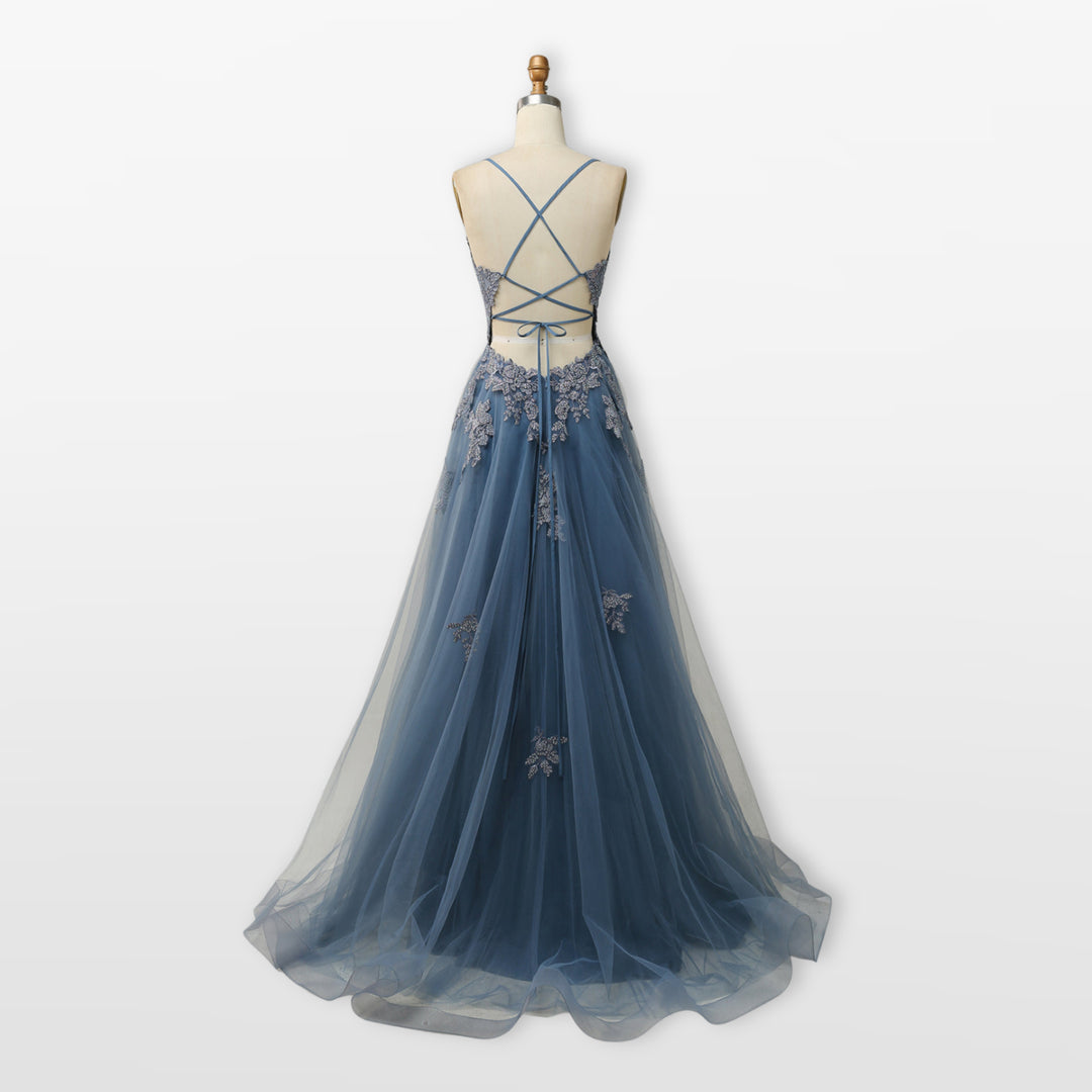 Robe Soirée Tulle Dentelle Dos Nu Femme