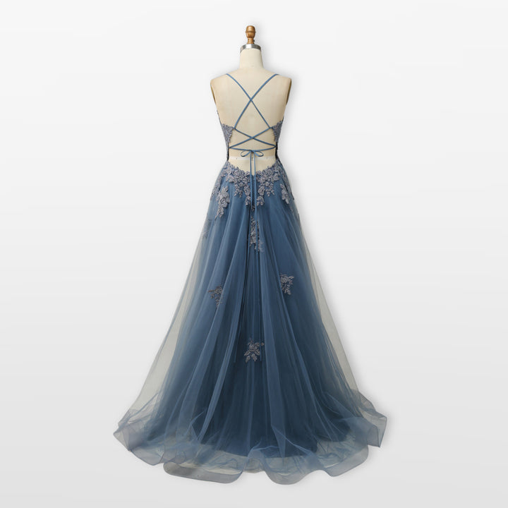 Robe Soirée Tulle Dentelle Dos Nu Femme