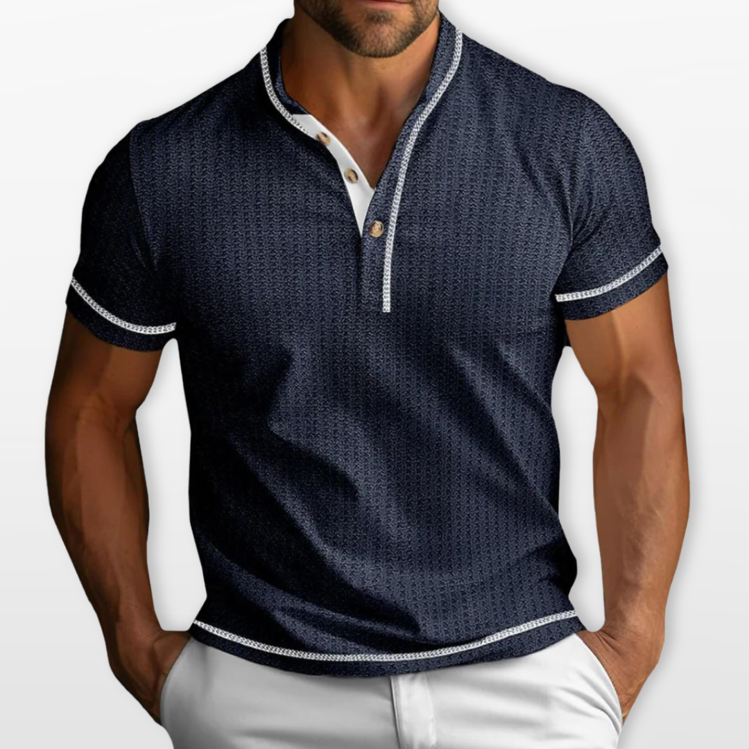 Polo Homme Col Tunisien Texturé Ajusté