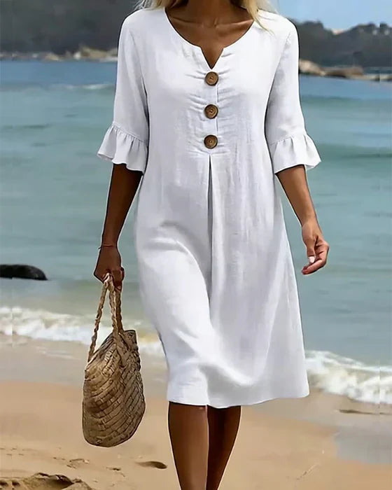 Robe Midi Fluide Boutonnée Femme