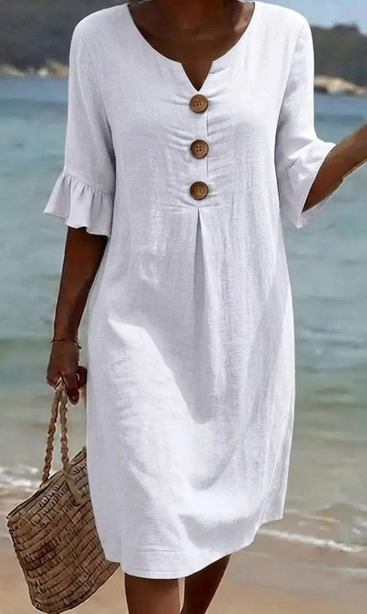 Robe Midi Fluide Boutonnée Femme