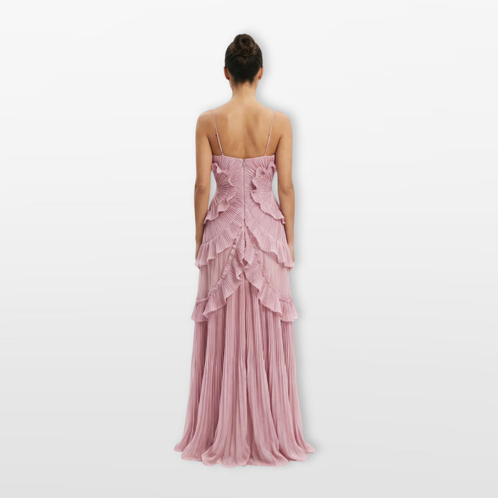 Robe Soirée Plissée Volants Asymétrique Femme