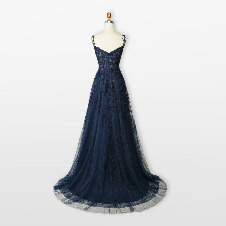 Robe Soirée Tulle Dentelle Bustier Fente Femme