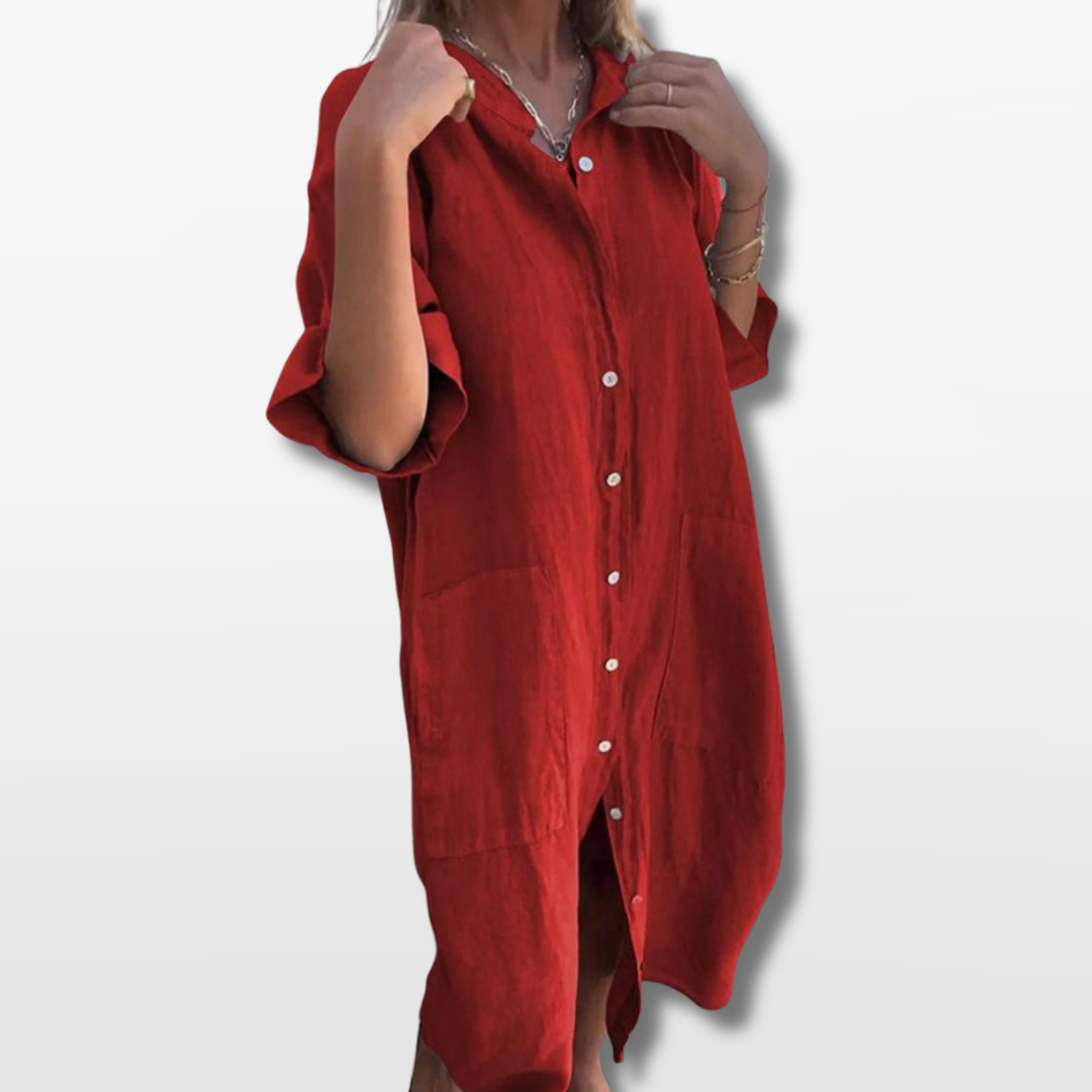 Robe Chemise Boutonnée Bohème Femme