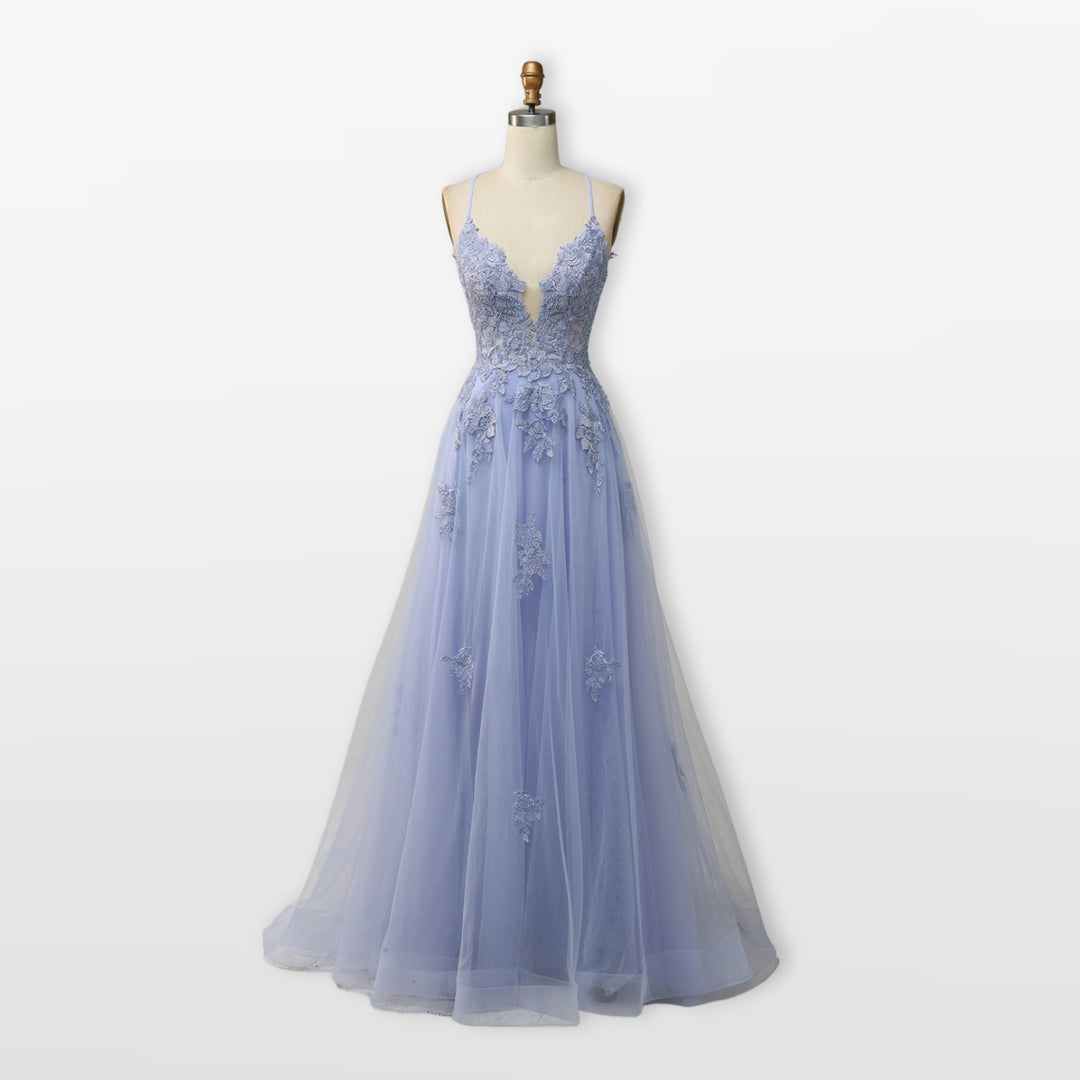 Robe Soirée Tulle Dentelle Dos Nu Femme