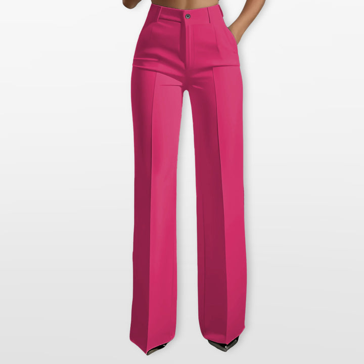 Pantalon Taille Haute Coupe Droite Élégant Femme