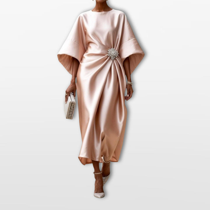 Robe Midi Drapée Satin Femme