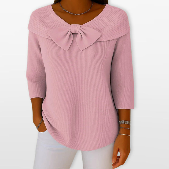 Pull Femme Maille Côtelée Nœud