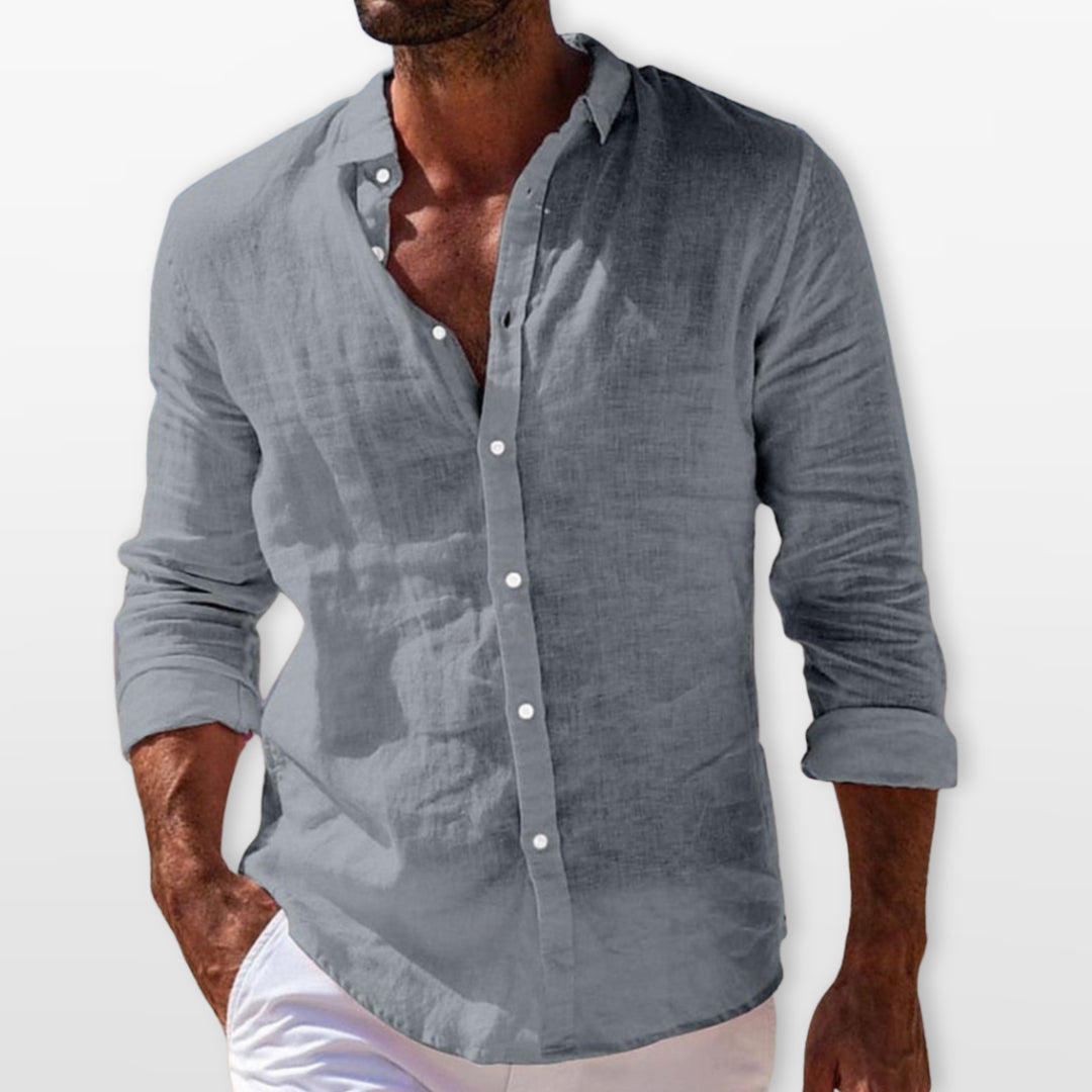 Chemise Lin Légère Boutonnée Homme