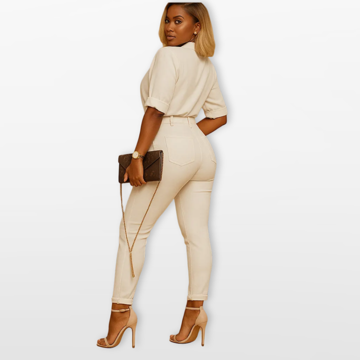 Combinaison Femme Style Tailleur Ceinturée