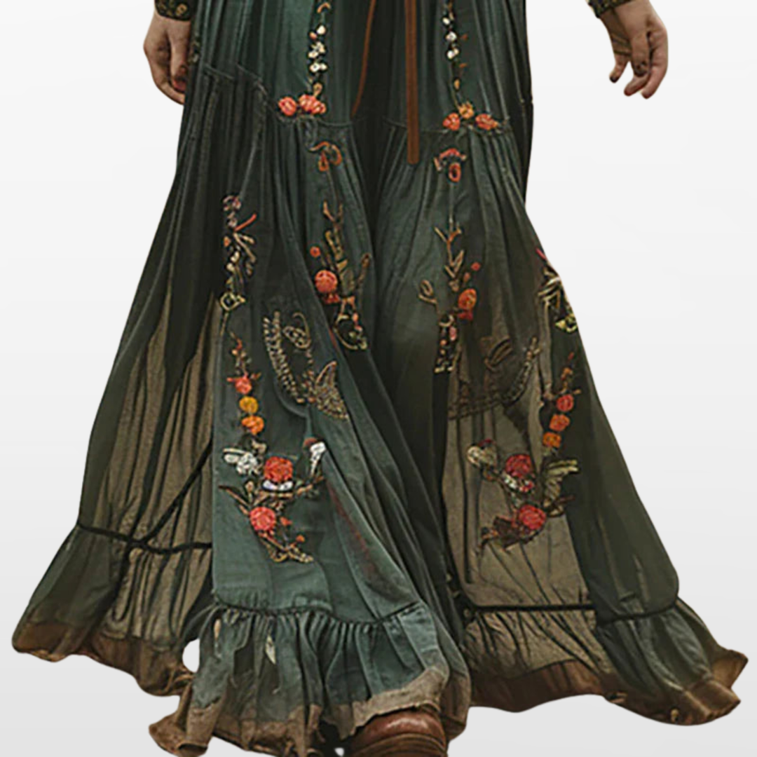 Robe Maxi Bohème à Manches Longues Femme