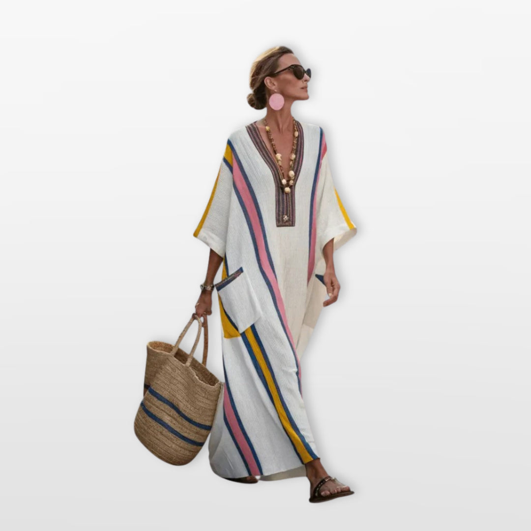 Robe Longue Rayée Bohème Femme