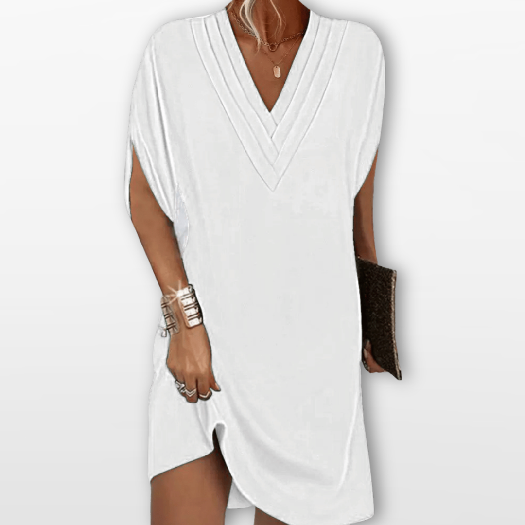 Women Robe Fluide Col V Élégante