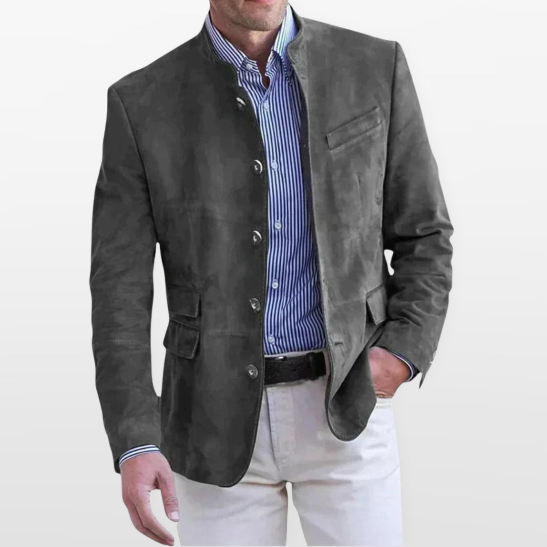 Blazer Col Montant Coupe Ajustée Élégant Homme