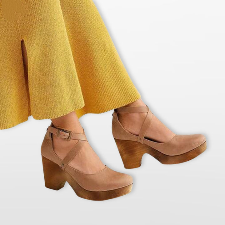 Escarpins Femme Talon Bloc Brides Croisées