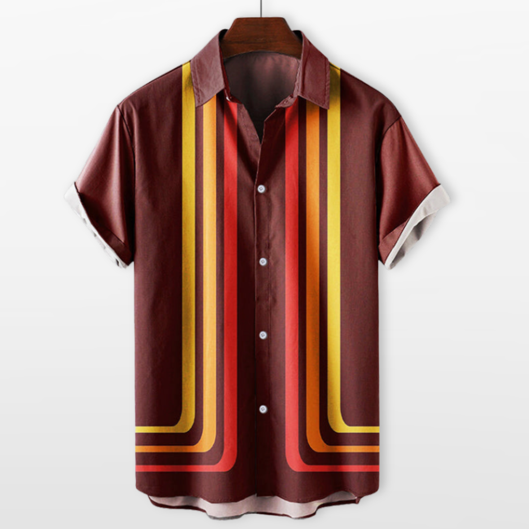 Chemise Homme Rayures Vintage Manches Courtes
