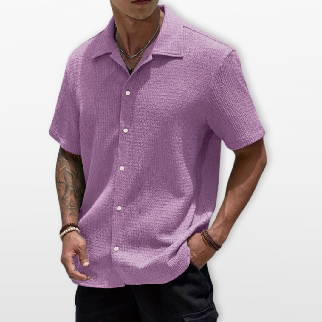 Homme Chemise Casual Texturée Manches Courtes